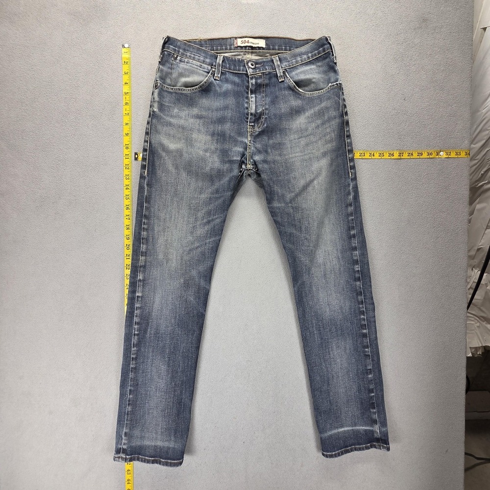 Vintage Levis 504 Jeans Mens 33x32 Blue Straight Engineered Honeycomb Zip Fly
